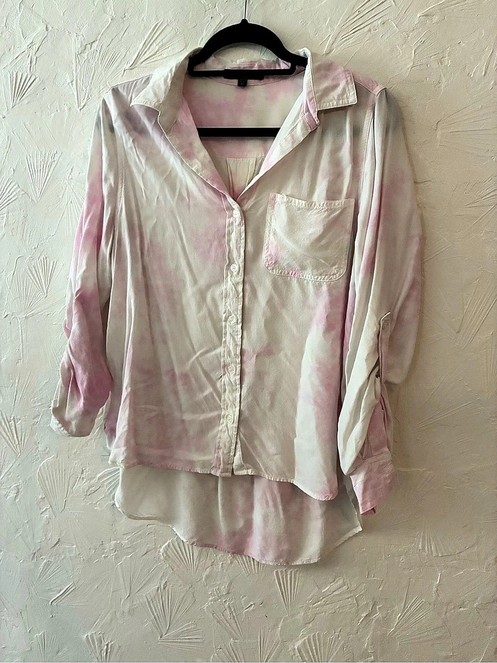 Velvet Hearts Pink & White Tie-Dye Button Down
